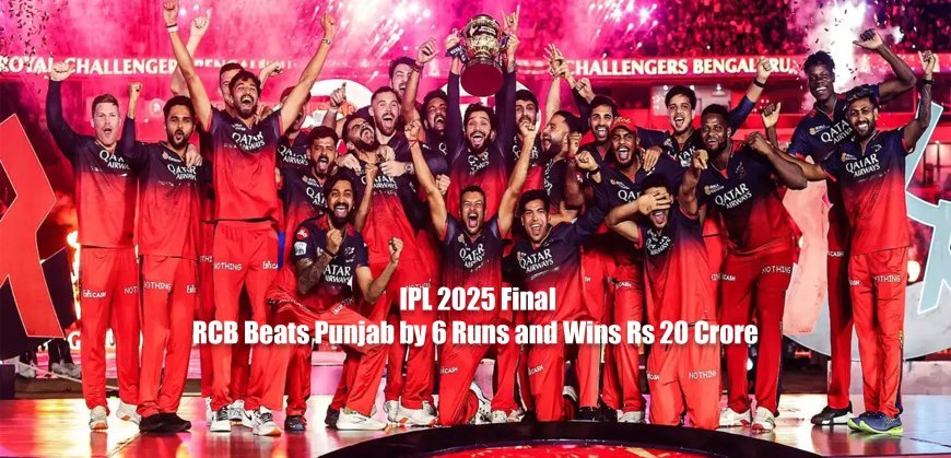 IPL 2025 Final: RCB Beats Punjab by 6 Runs and Wins Rs 20 Crore